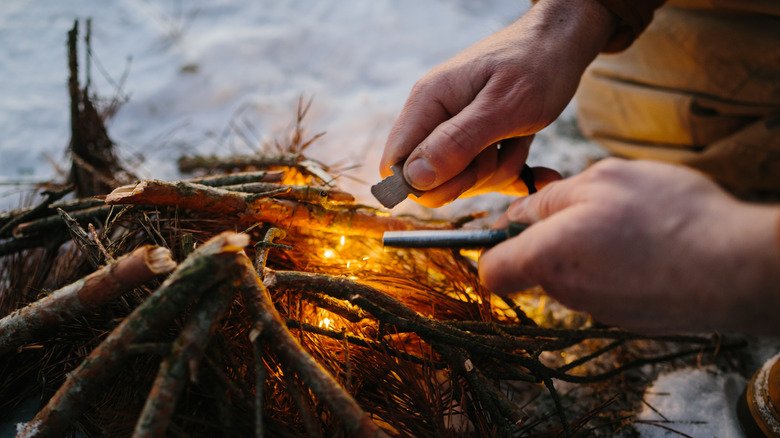 building a campfire survival experience fire starter